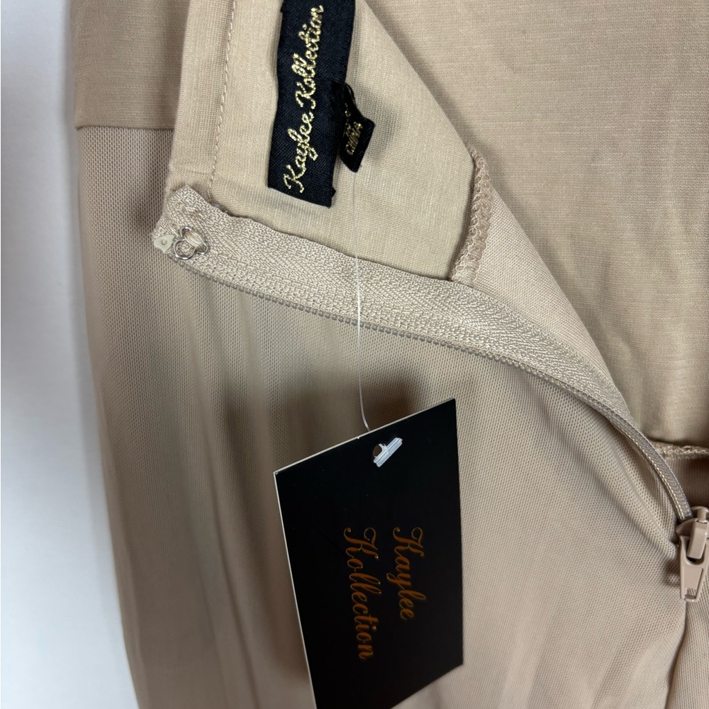 Kaylee Kollection Pants Size Medium Nylon Flare Beige - Picture 7 of 9